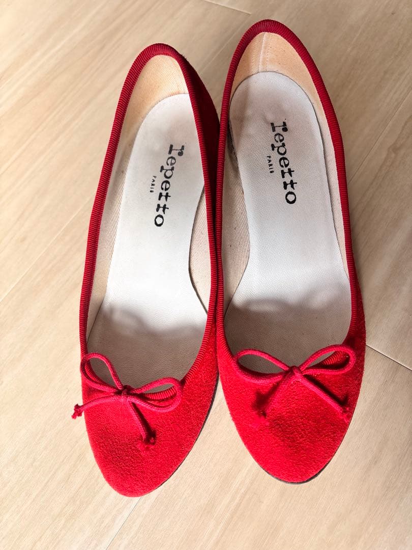Repetto パンプス　ジゼル　赤 リボン付き　スエード　美品