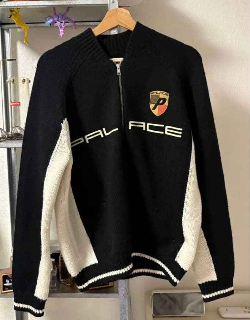 PALACE wool posh knit ブラック ポルシェロゴ