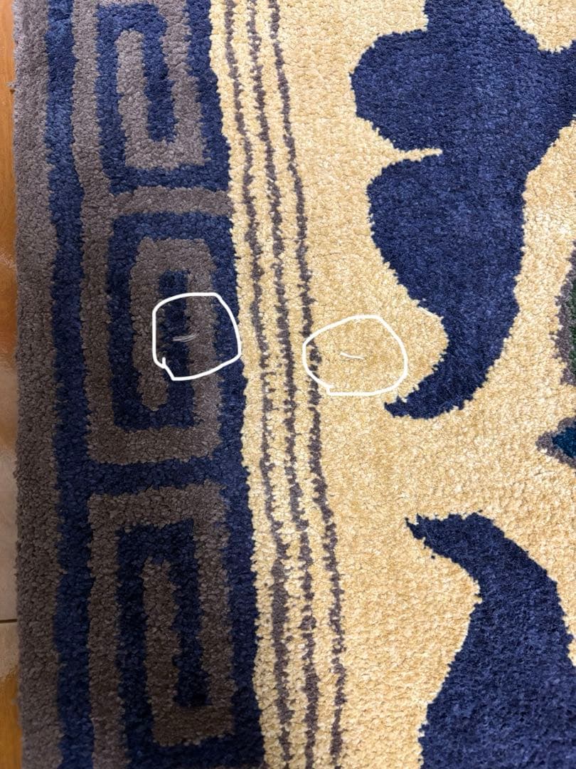 鍋島緞通　蟹牡丹（95×191cm)