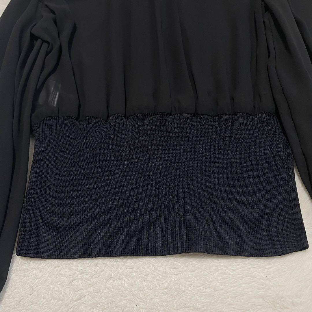 極美品✨Sov. ソブ　ギャザーフリルデザインブラウス　リボン　ブラック　黒