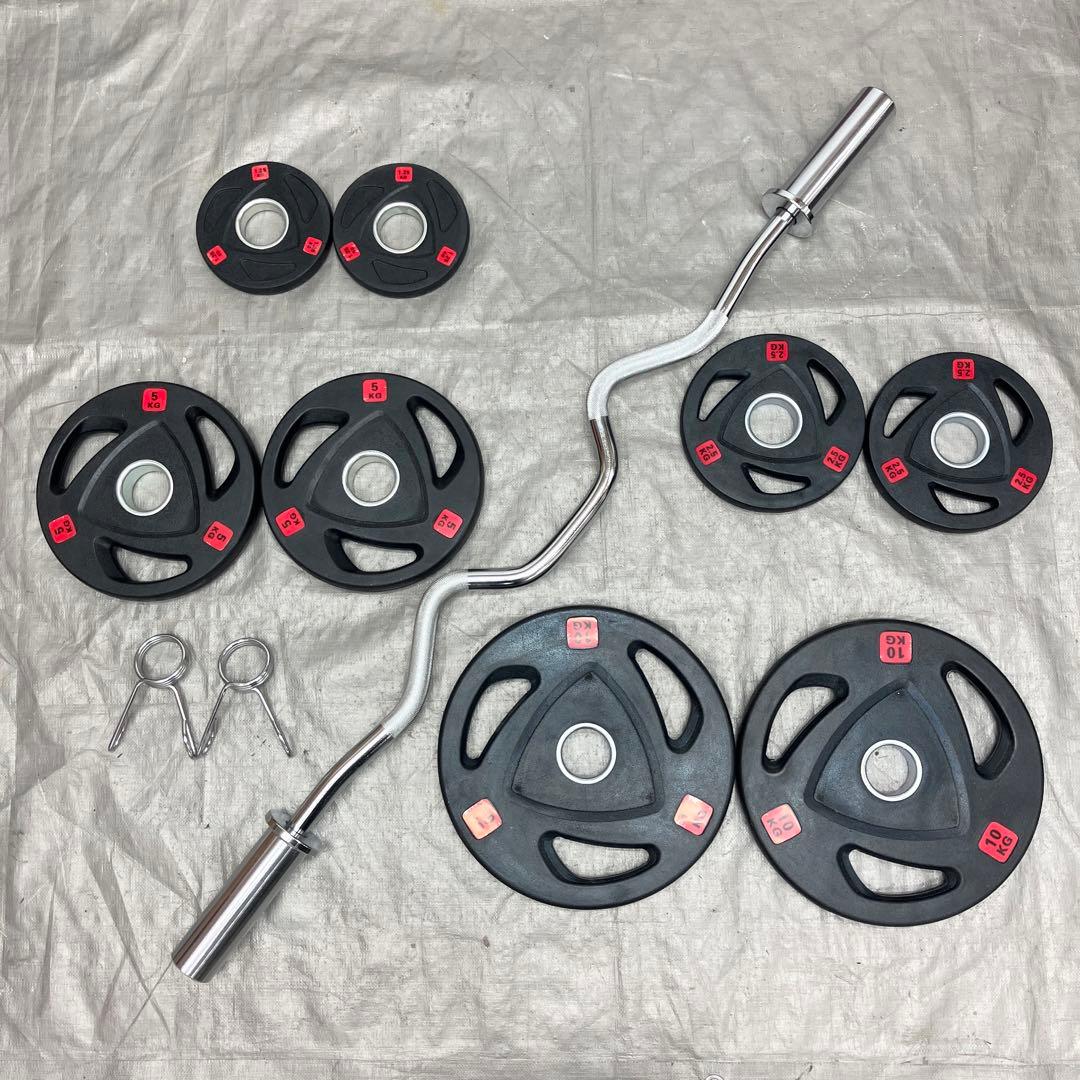 ■送料無料■プレート37.5kgセット バーベル カールバーT1