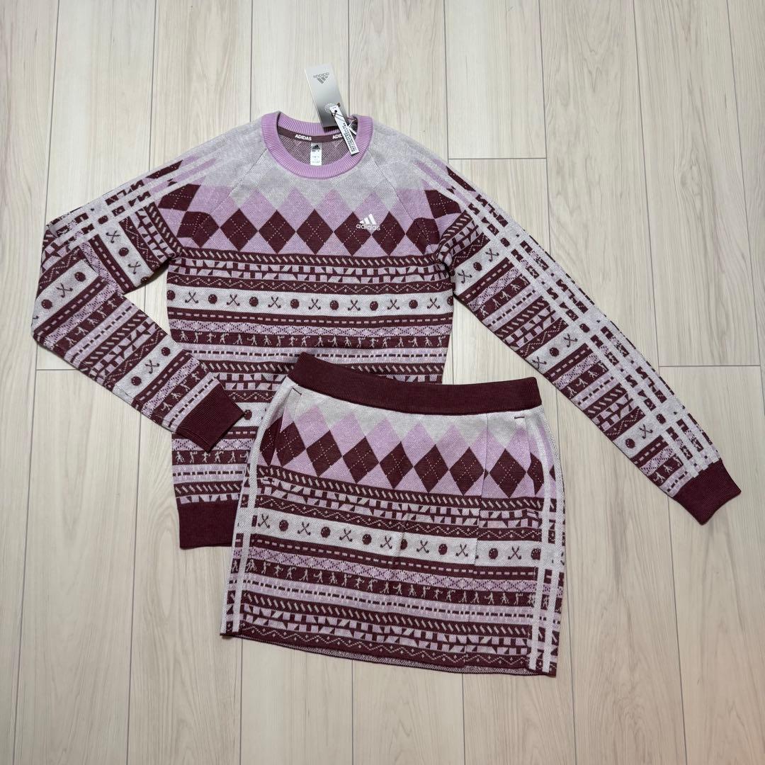 新品 アディダス セットアップ セーター ニット スカート 秋冬 かわいい