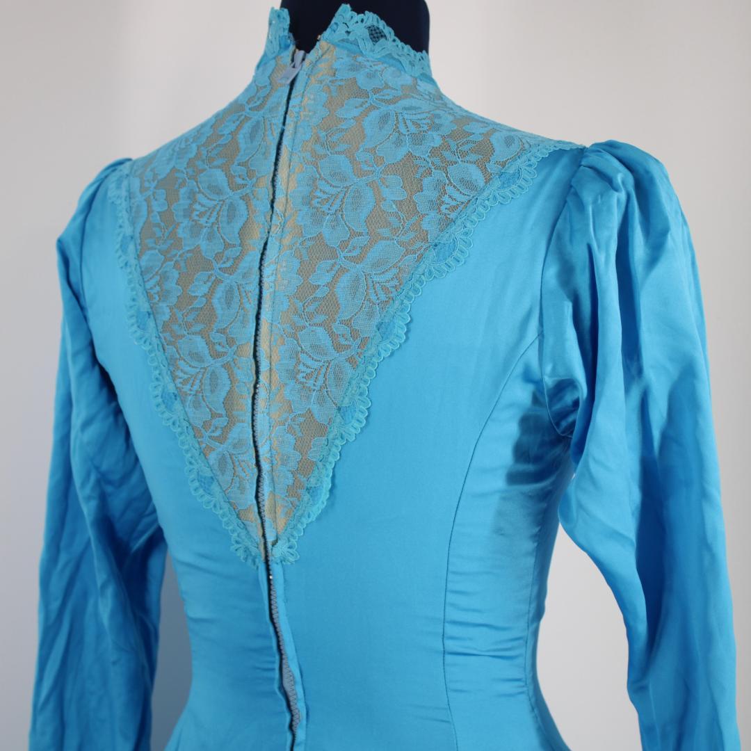 【フラメンコ衣装】ブルー naja ワンピース ドレス ボランテ レース 青