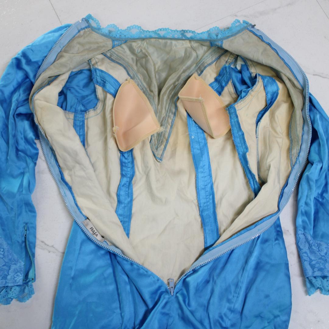 【フラメンコ衣装】ブルー naja ワンピース ドレス ボランテ レース 青