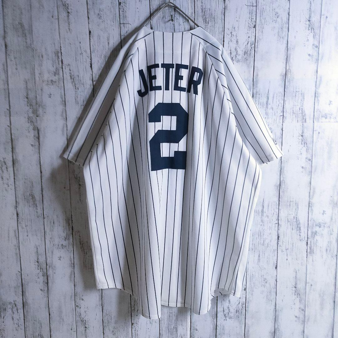 【MLB】 ニューヨーク・ヤンキース ゲームシャツ XL デレク・ジーター 白縞