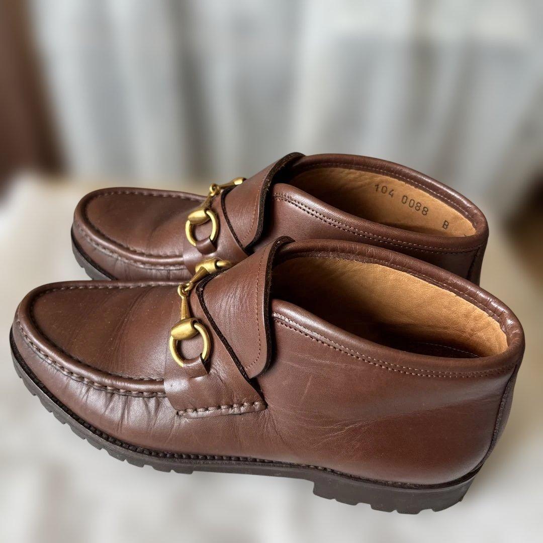 GUCCI グッチ ホースビット 厚底 ローファー ブラウン UK7 本革