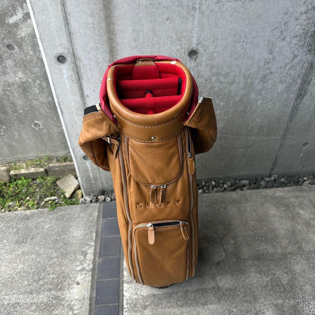 ONOFFブラウン レザー風 キャディバッグ　軽量