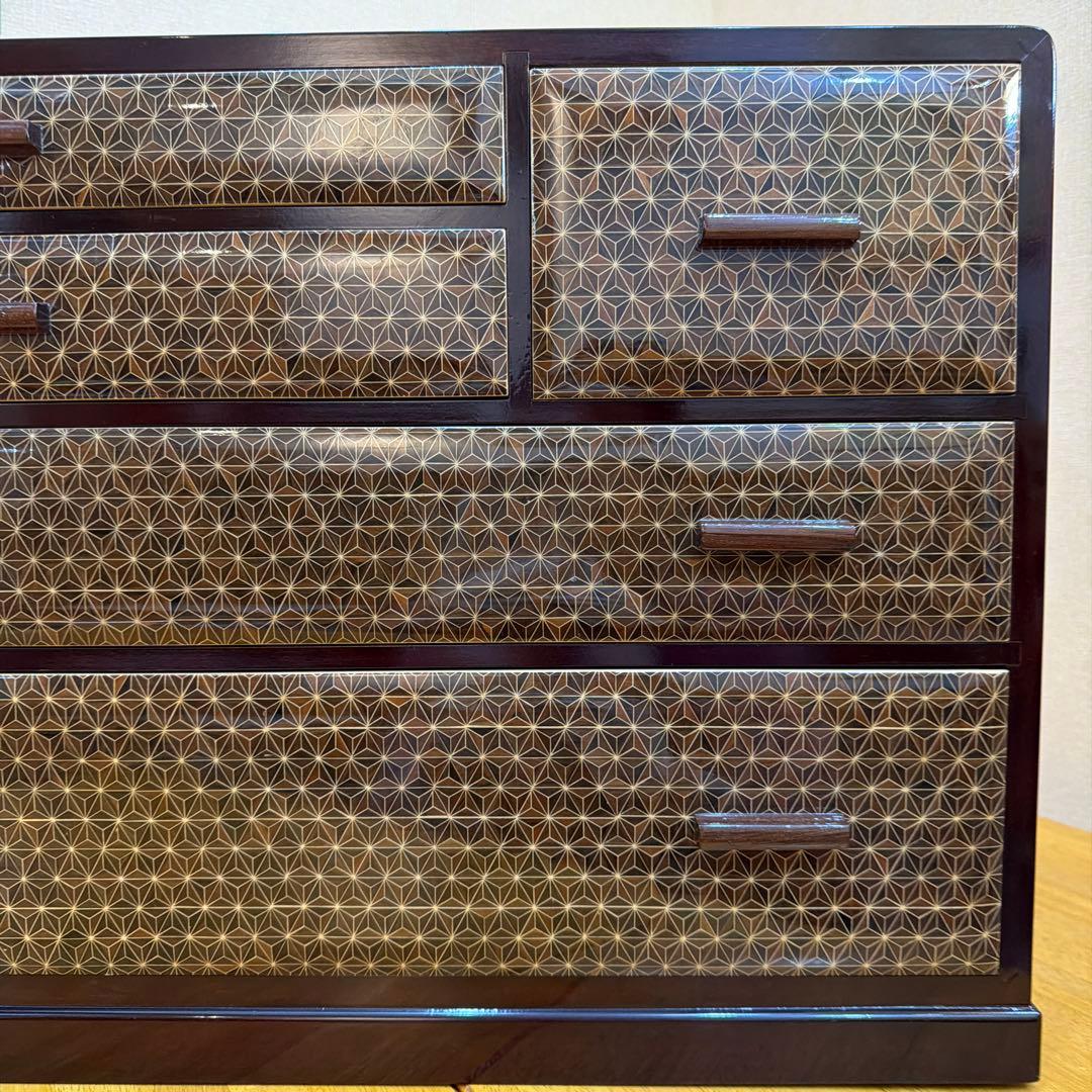 寄木細工 チェスト 小箪笥 箱根 伝統工芸 寄木家具 麻の葉文様 YOSEGI