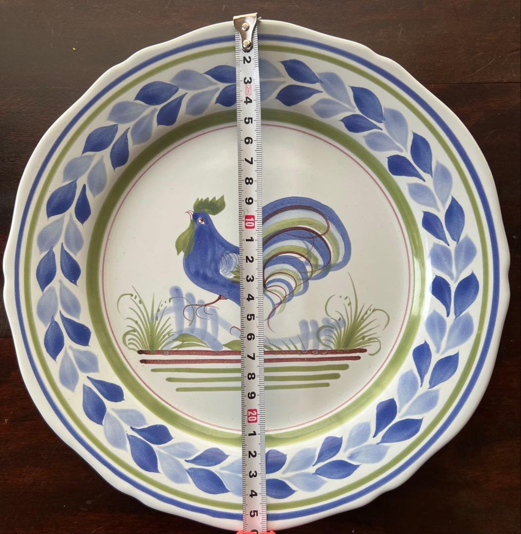 フランスHenriot Quimper 手描き皿 雄鶏文 “TRAITÉ” 表記