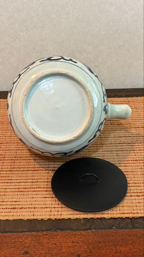 古民具　古伊万里　酒注　水柱　染付 蛸柄　5弁花　江戸時代　骨董