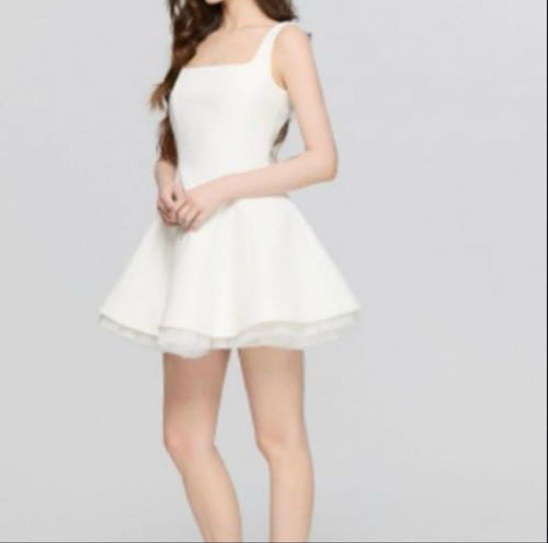 【muu】ミニワンピース/ドレス/フレア/ノースリーブ/ホワイト/XS/新品