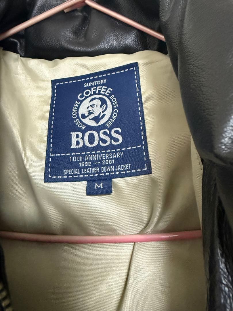 非売品‼️サントリーボス 高級ボスロゴエンボスカウレザーダウンジャケット