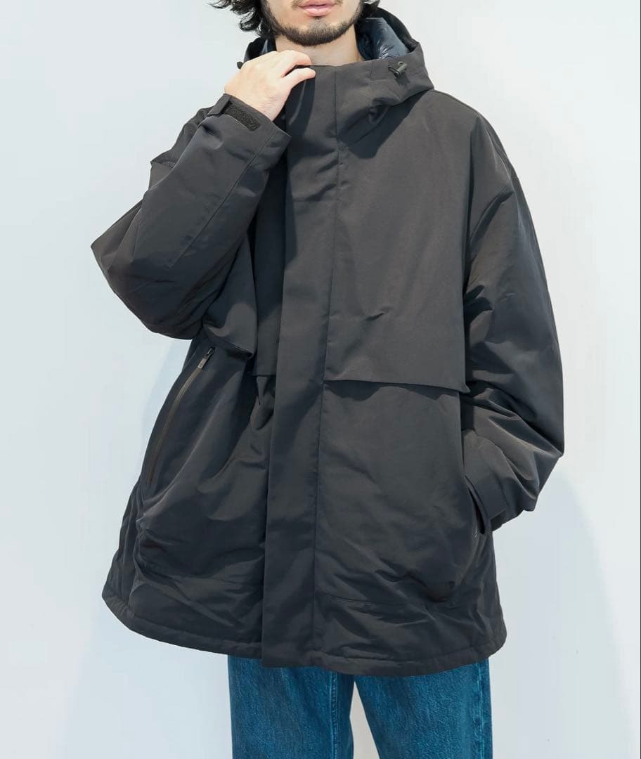 n*o様 UNIQLO ハイブリッドダウンオーバーサイズパーカ XL BLACK