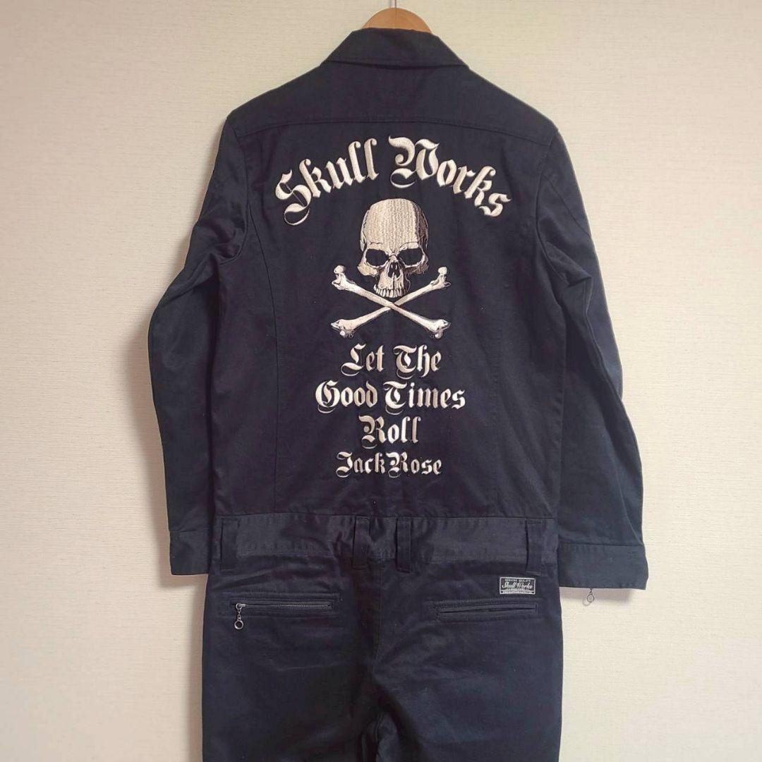 ★ スカルワークス×ジャックローズ つなぎ ジャンプスーツ 長袖 ロゴ 刺繍 3
