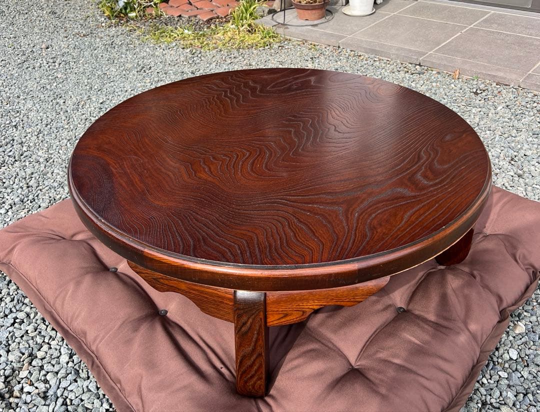 木製 折り畳座卓 センターテーブル ちゃぶ台 円卓 古家具 レトロ ヴィンテージ