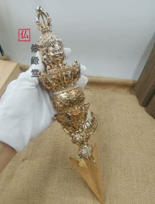 【修縁堂】密教法具 真言宗 真鍮製 金剛八字科杵 魔除け 厄除け 工芸品