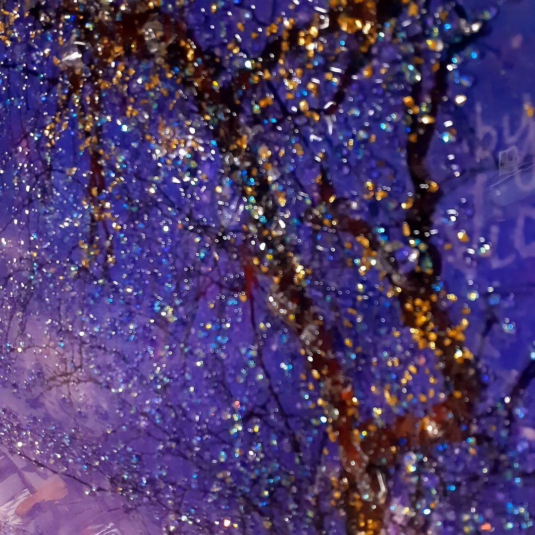 輸入雑貨　天然石　『星空満月』　風景画　水晶石　クリスタル　フレーム付き