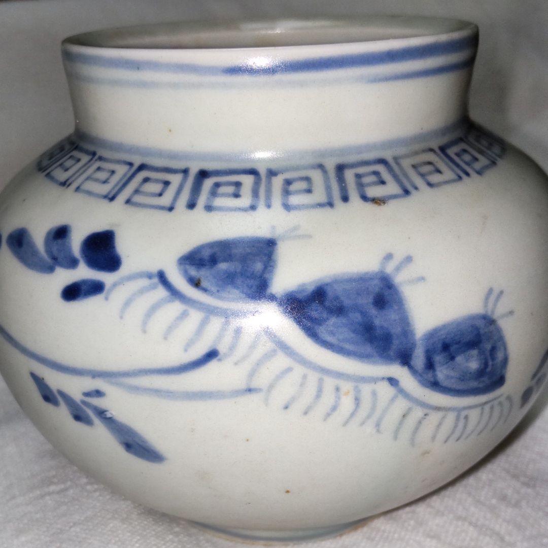 広州官窯李朝染付栗文小丸壺