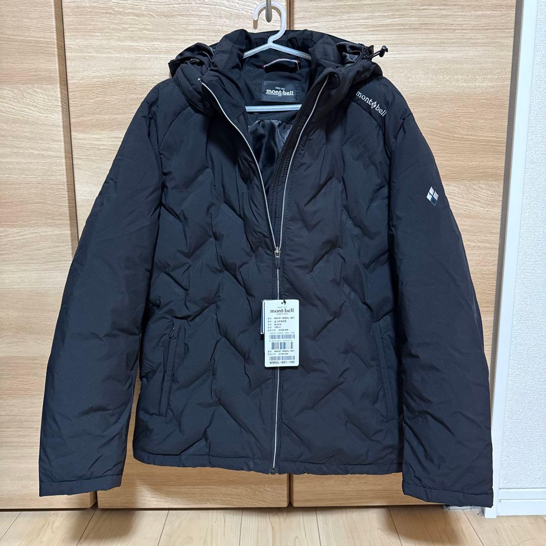 L ブラック系 モンベル ハイブリッドエコダウンジャケット フード取り外し可能