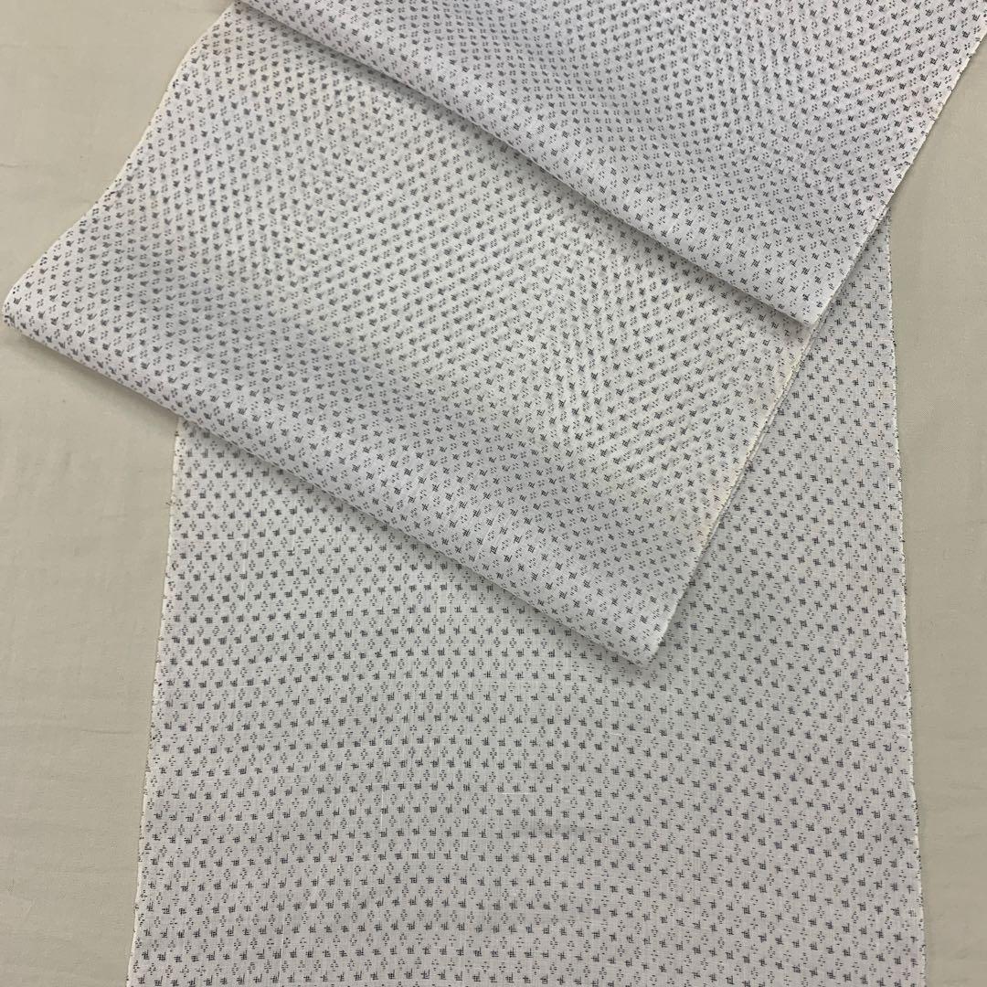 特撰綿麻織物　　女物浴衣　花織柄　小千谷絣織　反物　　白地　シンプル　夏物　3