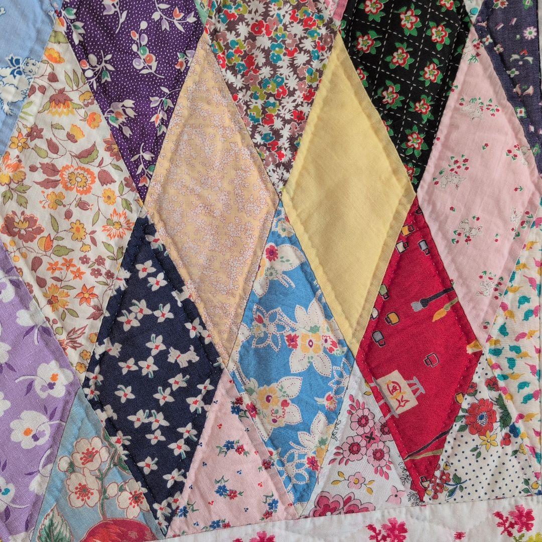 パッチワークキルト　ビンテージ　ハンドメイド