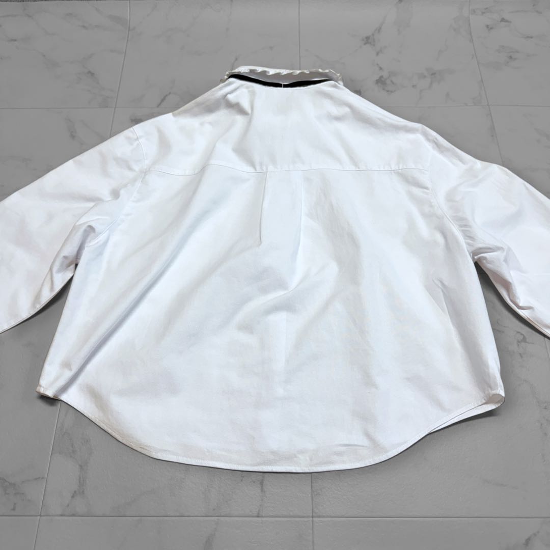 ドレステリア フリルカラー ボウタイ リボン オックスフォードシャツ ロゴ刺繍