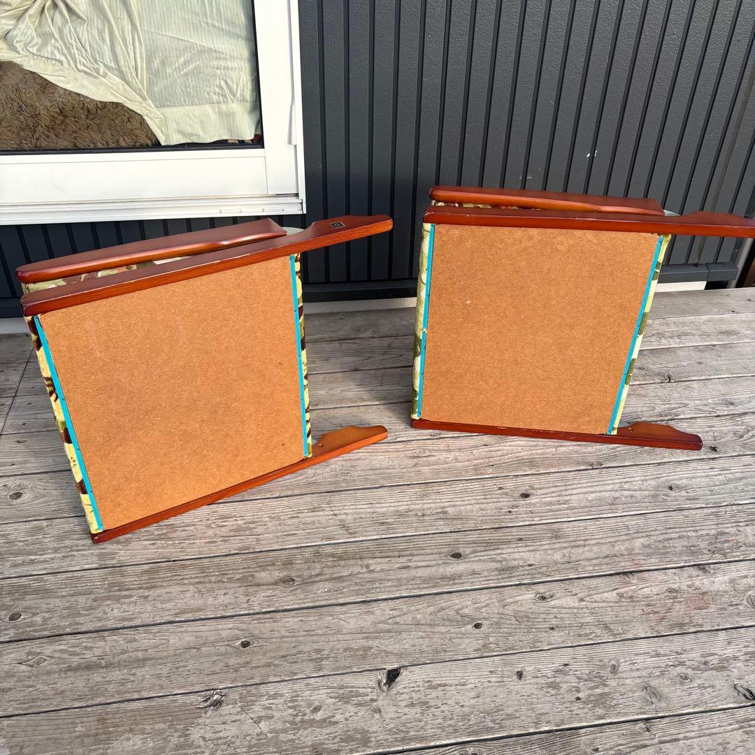 ②昭和レトロ ニチハン 花柄座椅子 2脚セット 花柄 和モダン 折りたたみ古家具