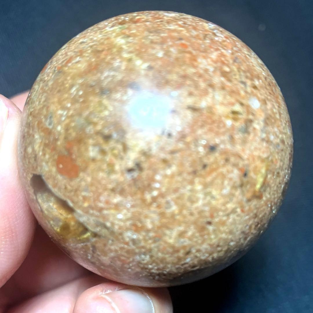 42mm ゴールドルチルクォーツ　丸玉　スフィア　金針水晶