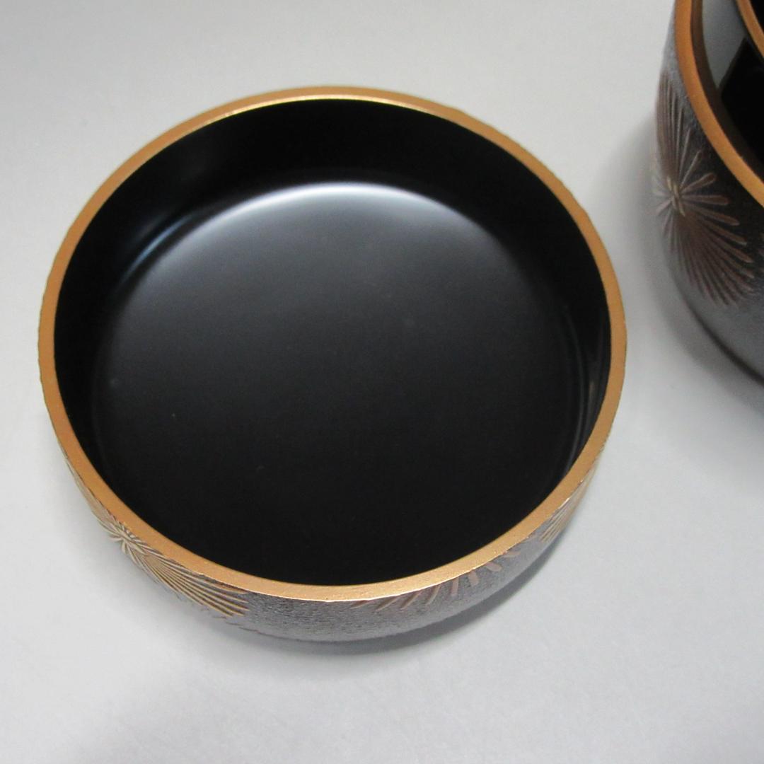 金銀唐松蒔絵錆塗大棗 漆匠川端近左作 共箱/二重箱 茶道具 CU-26