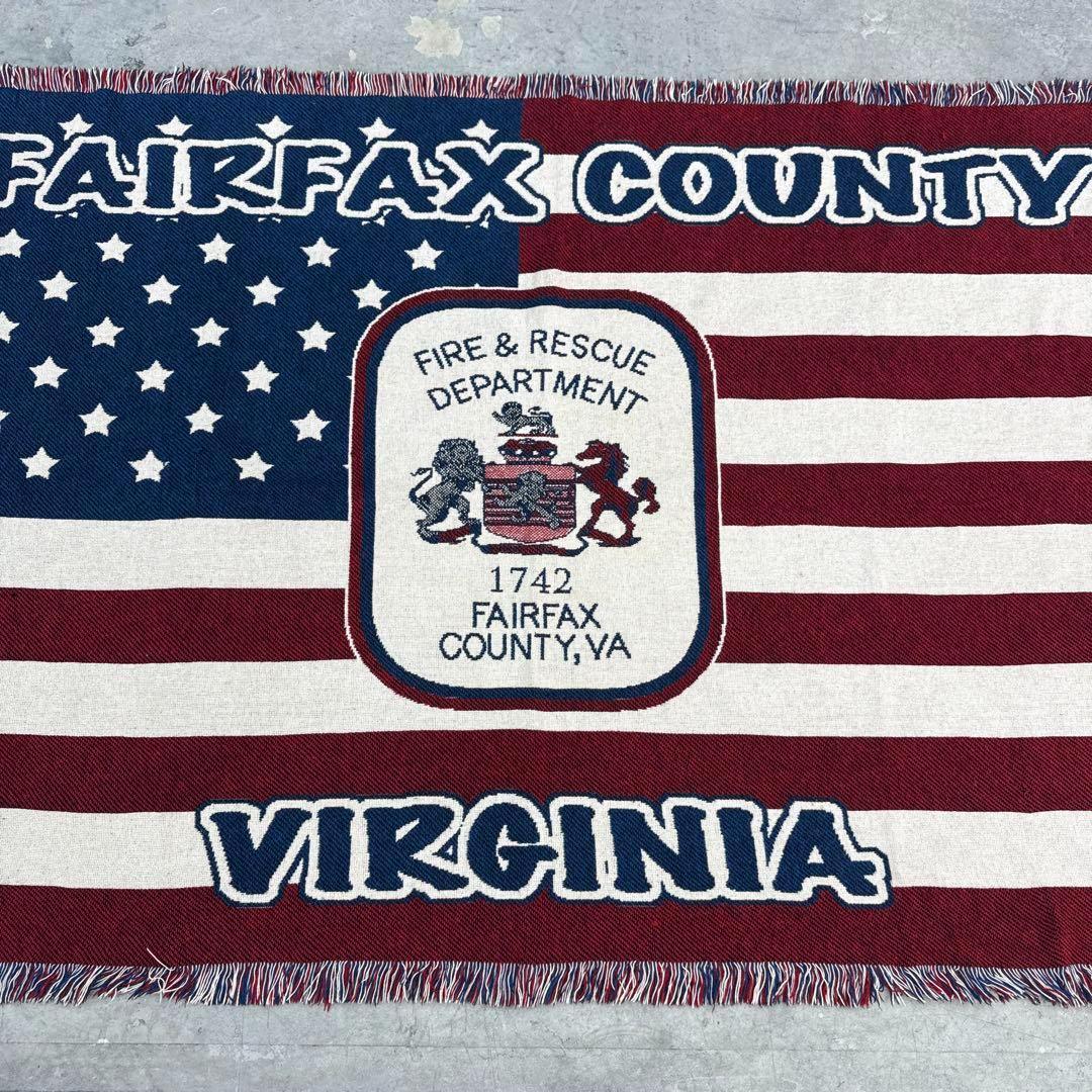 星条旗　消防　マルチカバー　ソファーカバー　ヴィンテージラグ　120x176