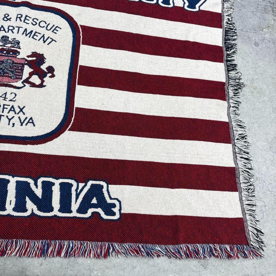 星条旗　消防　マルチカバー　ソファーカバー　ヴィンテージラグ　120x176
