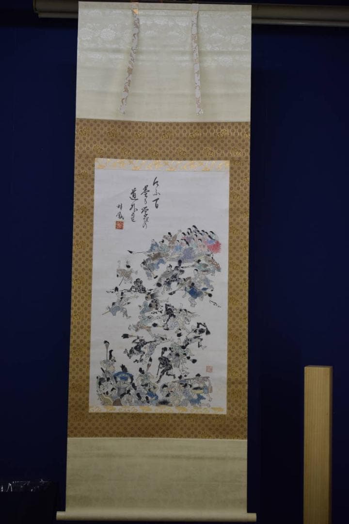 真作/竹霞庵主/畦鳳/墨戦争画賛/人物図/戯画/布袋屋掛軸HI-447