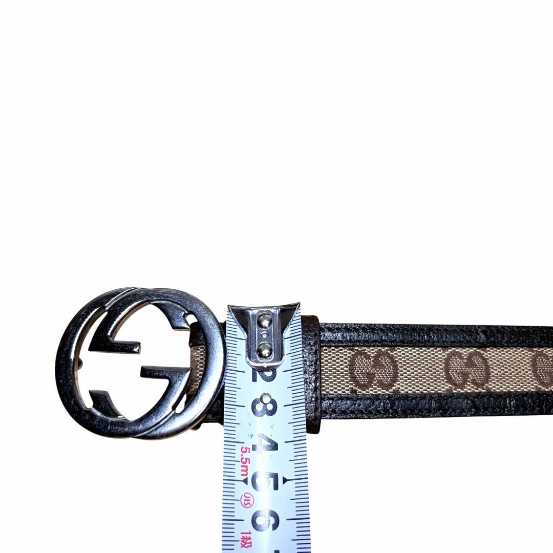 グッチ GUCCI ベルト インターロッキング GG柄 ブラウン キャンバス