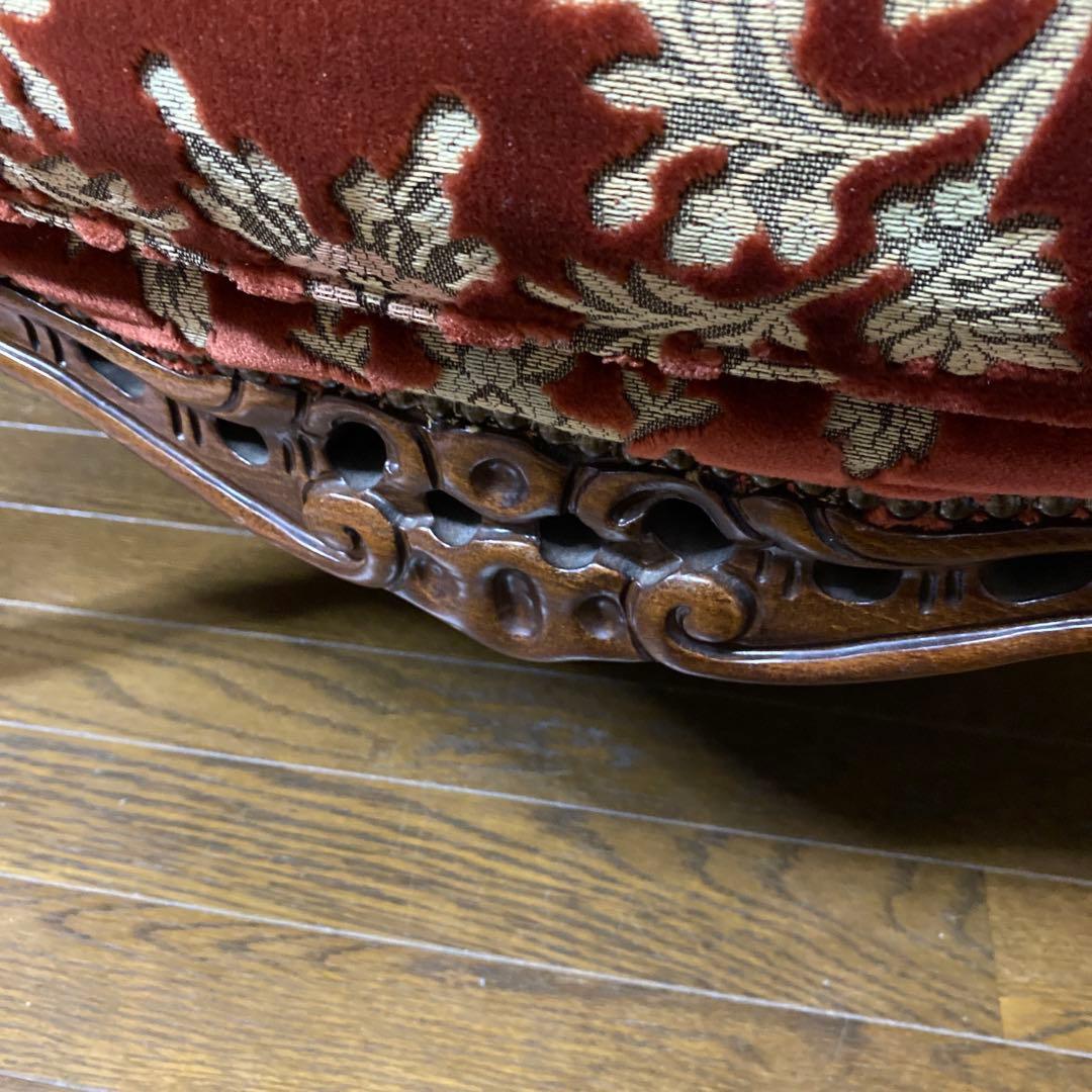 金華山　イタリア　クラシック赤色ベルベットアームソファ