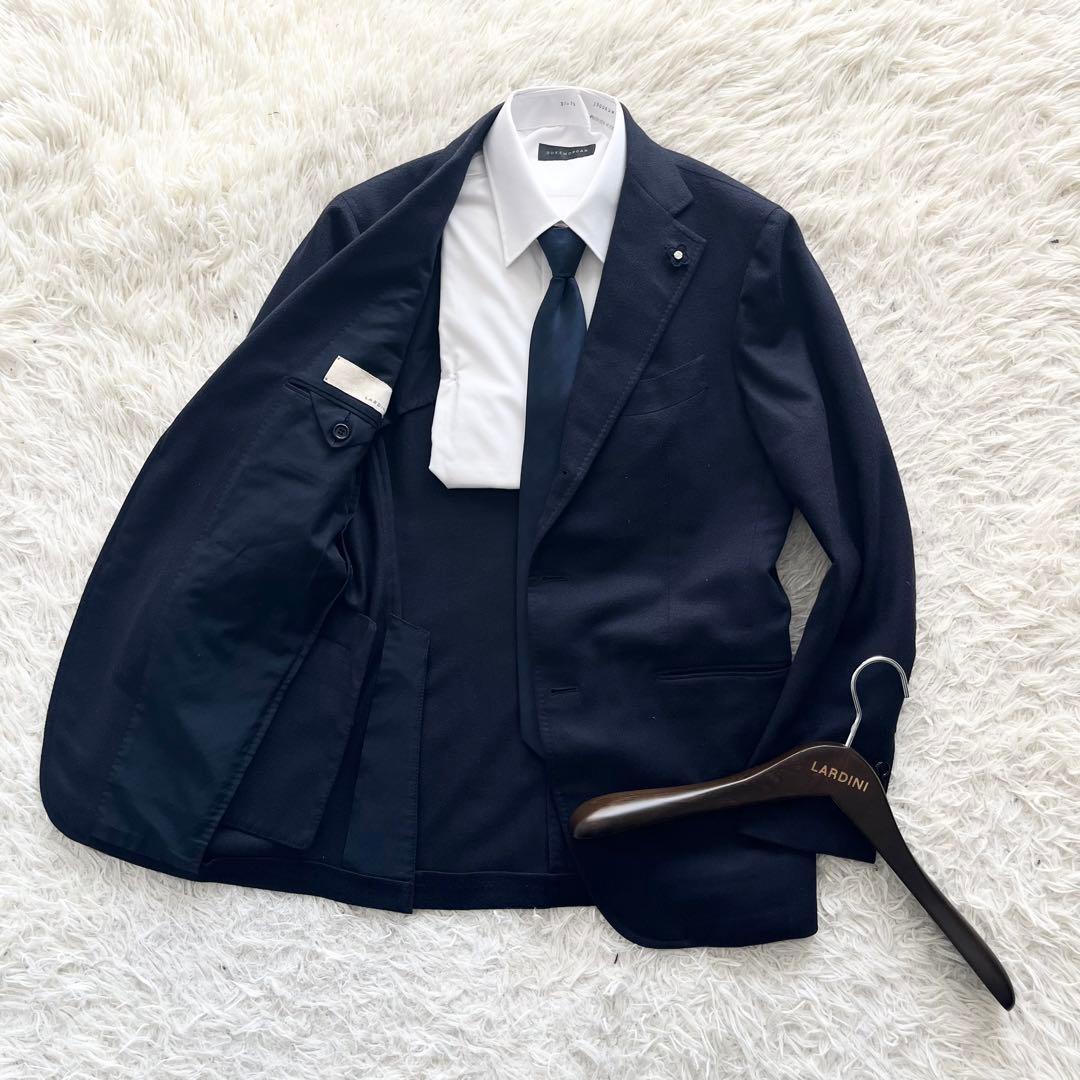 <美品> LARDINI サルトリア カシミヤ100% ネイビー ジャケット46