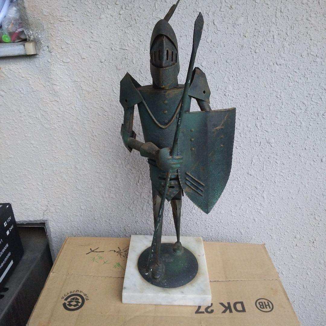 金属製 騎士像 大理石ベース 約30cm