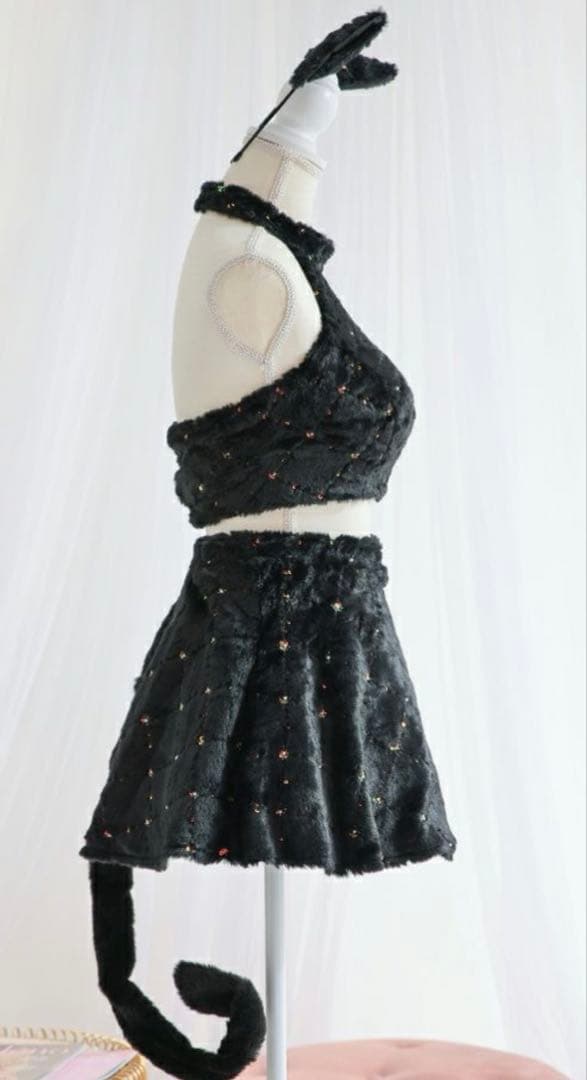 vanitime 猫耳付きセクシーセットアップ 黒　コスプレ