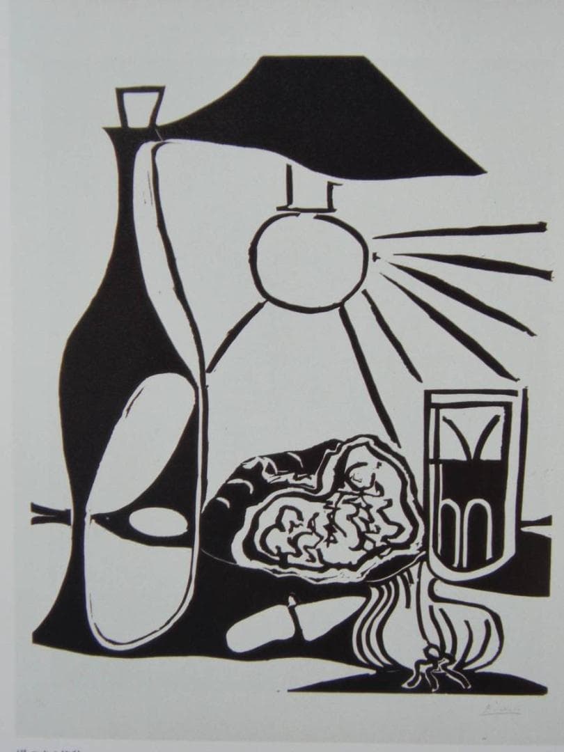 パブロ ピカソ(PABLO PICASSO)、【壜のある静物】、希少画集より、