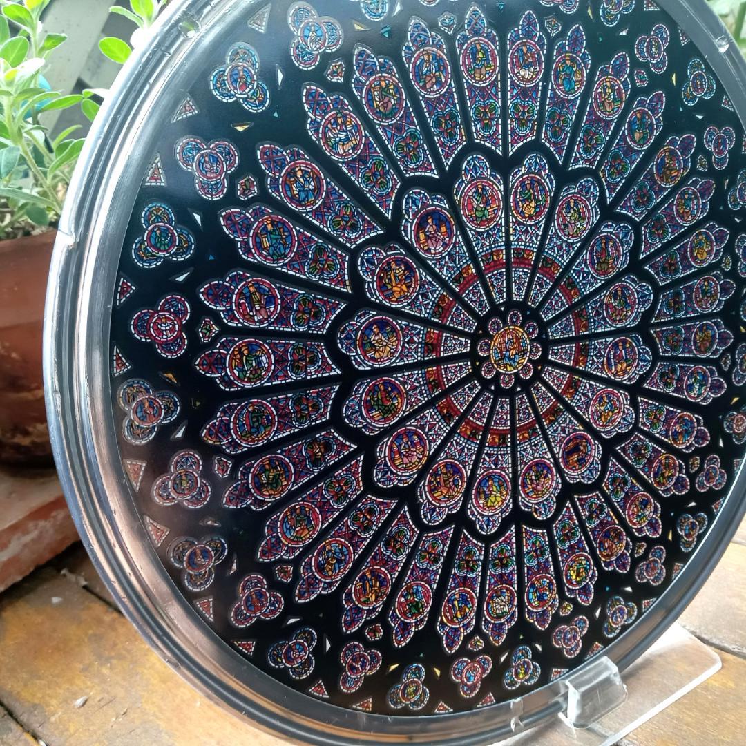 大判ノートルダム大聖堂(パリ)ステンドグラス 北のバラ窓 グラスマスターズr72