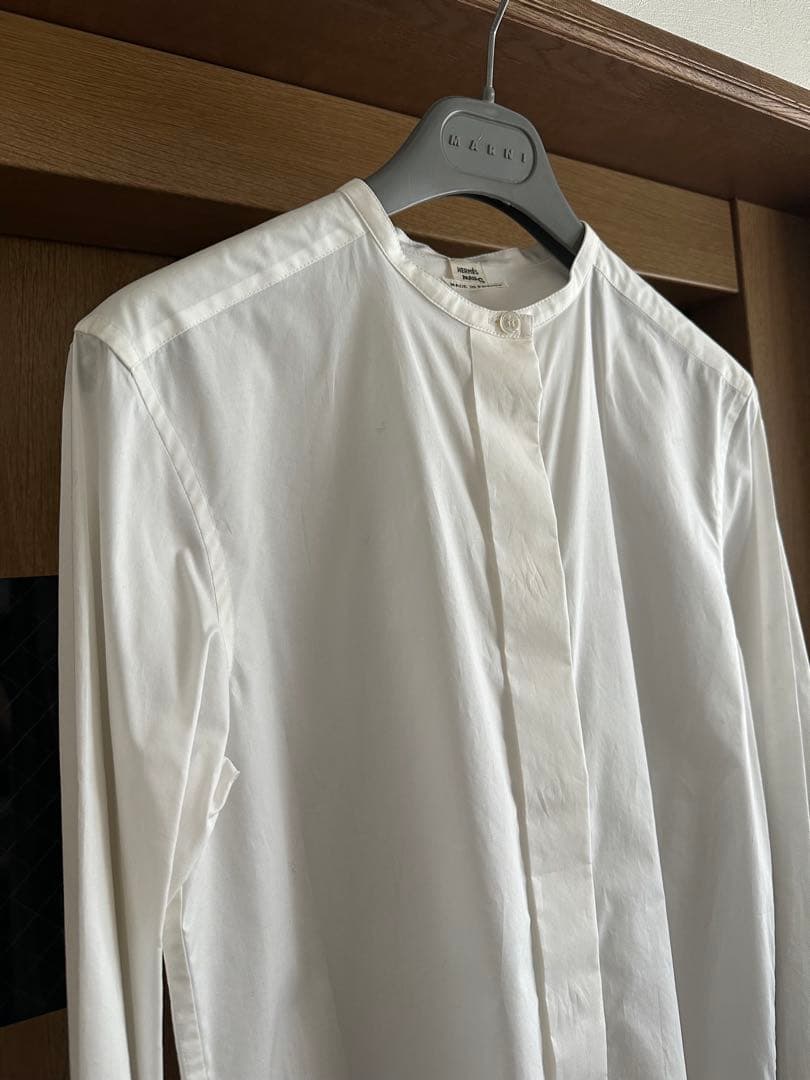新品未使用　HERMES エルメス　ノーカラーシャツ　36