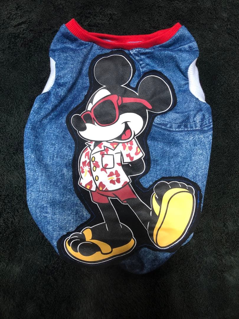 デニムにミッキーが可愛い犬の服サイズLパグ
