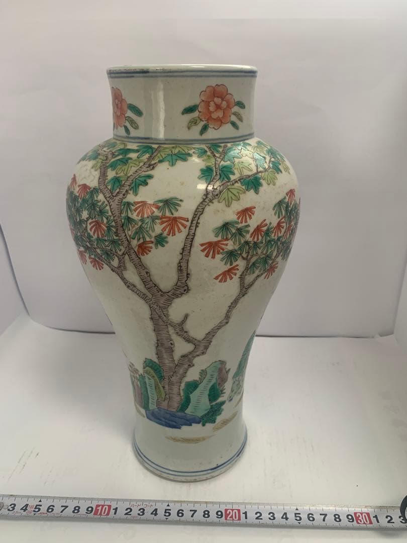 中国美術　清時代　五彩人物大壺　送料込み