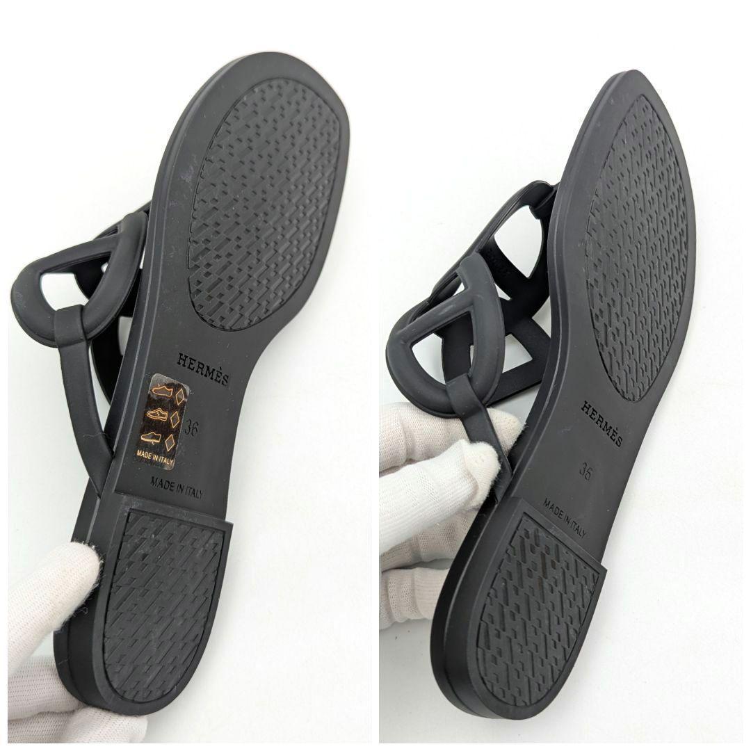 【美品】HERMES エルメス エジェリ ラバーサンダル ブラック 36