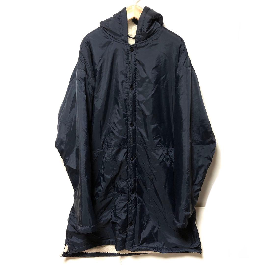レア■ Jリーグ初期ベンチコート■濃いネイビー・L相当・裏ボア・サッカー・当時物