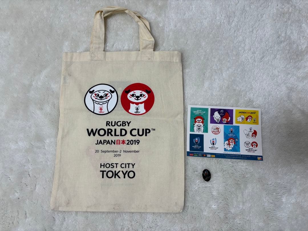 ラグビーワールドカップ2019 トートバッグ、シール、バッジ