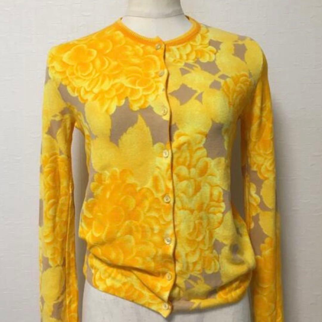 アンナモリナーリ　花柄カーディガン　イエロー　　　ブルマリン