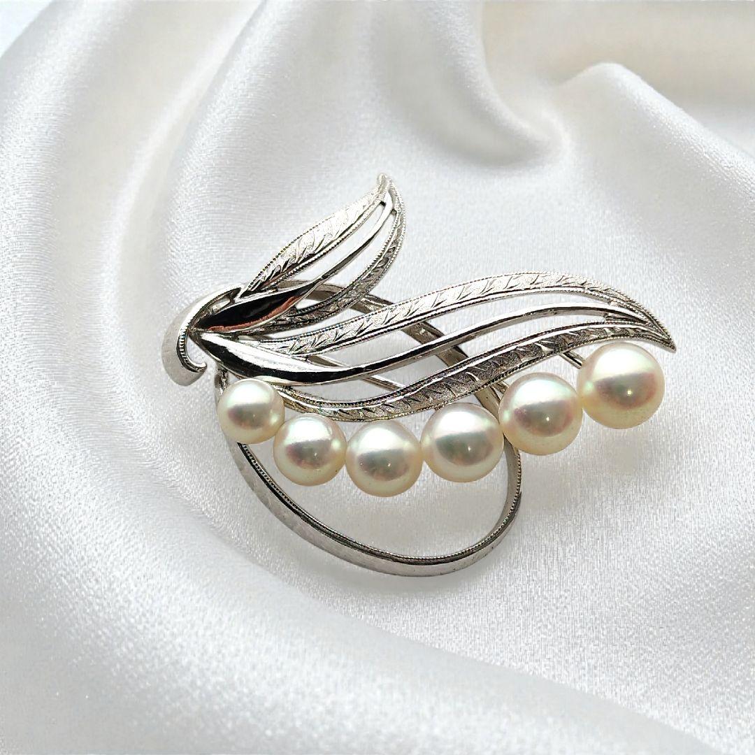 ミキモト　ブローチ　あこや真珠　パール　6粒　5.5〜7.0mm　MS刻印
