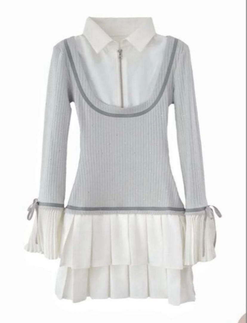 【Randy】ビジュープレッピーワンピース グレー FL