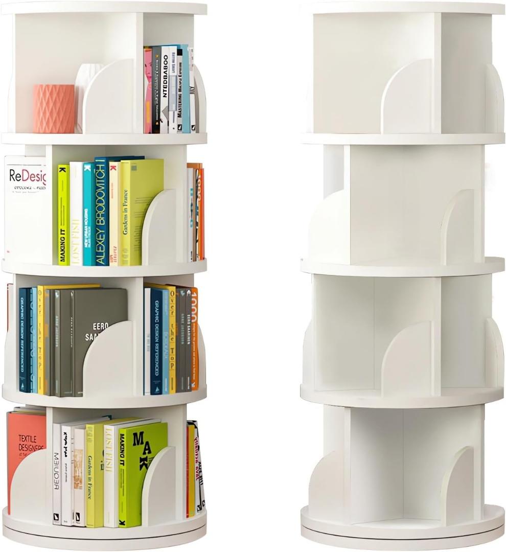 本棚 回転式本棚 大容量 漫画絵本棚 タワーラック 隙間収納 ブックシェルフ