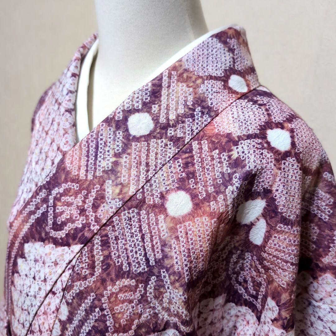 専用 新品 単衣 有松鳴海絞り 付下げ 広衿 夏着物 浴衣 蜘蛛絞り 三浦絞り